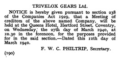 March 1940 notice in the London Gazette