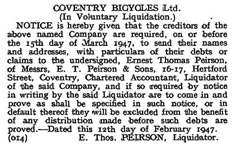 February 1947 voluntary liquidation notice in the London Gazette